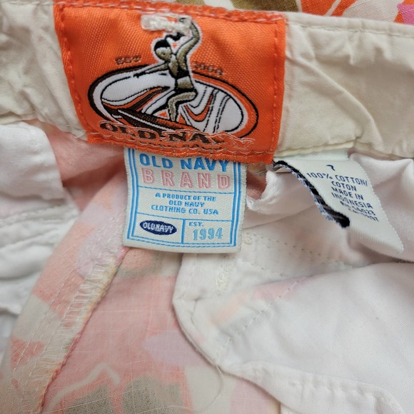 Old Navy Girls Capri Pants Size 7 Multicolor Floral Print Cropped Cotton Casual - Picture 3 of 8